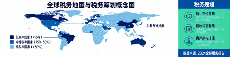 全球税务地图与税务筹划概念图