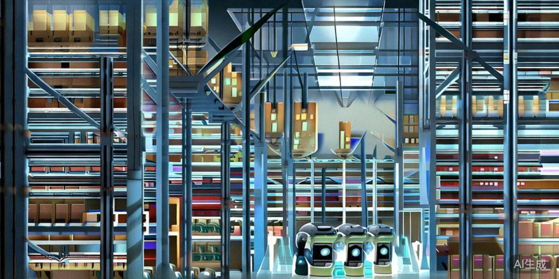 现代化电商仓库内景，机器人分拣与快速物流作业场景