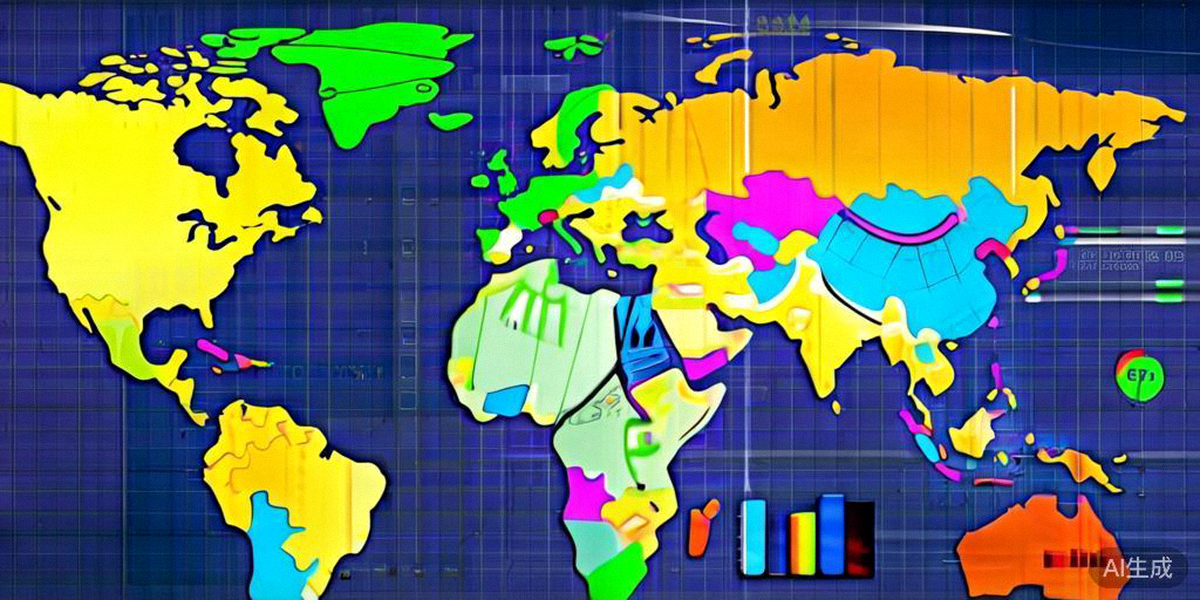 全球新兴市场地图，高亮显示东南亚、拉美、中东及非洲等增长区域，并标注关键经济与人口数据指标